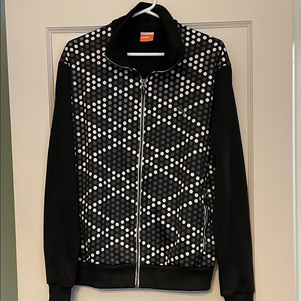 Puma Black and Gray Polka Dot Zip Up Sweater